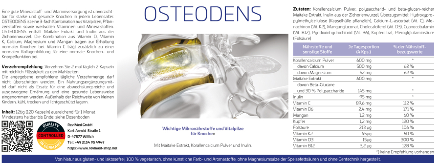 Osteodens Mikronährstoffe und Vitalpilze für Knochen